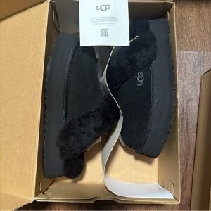 UGG DISQUETTE SLIPPER CLOG SHOE BLACK SUEDE WOOL PLATFORM WOMENS US SZ 6